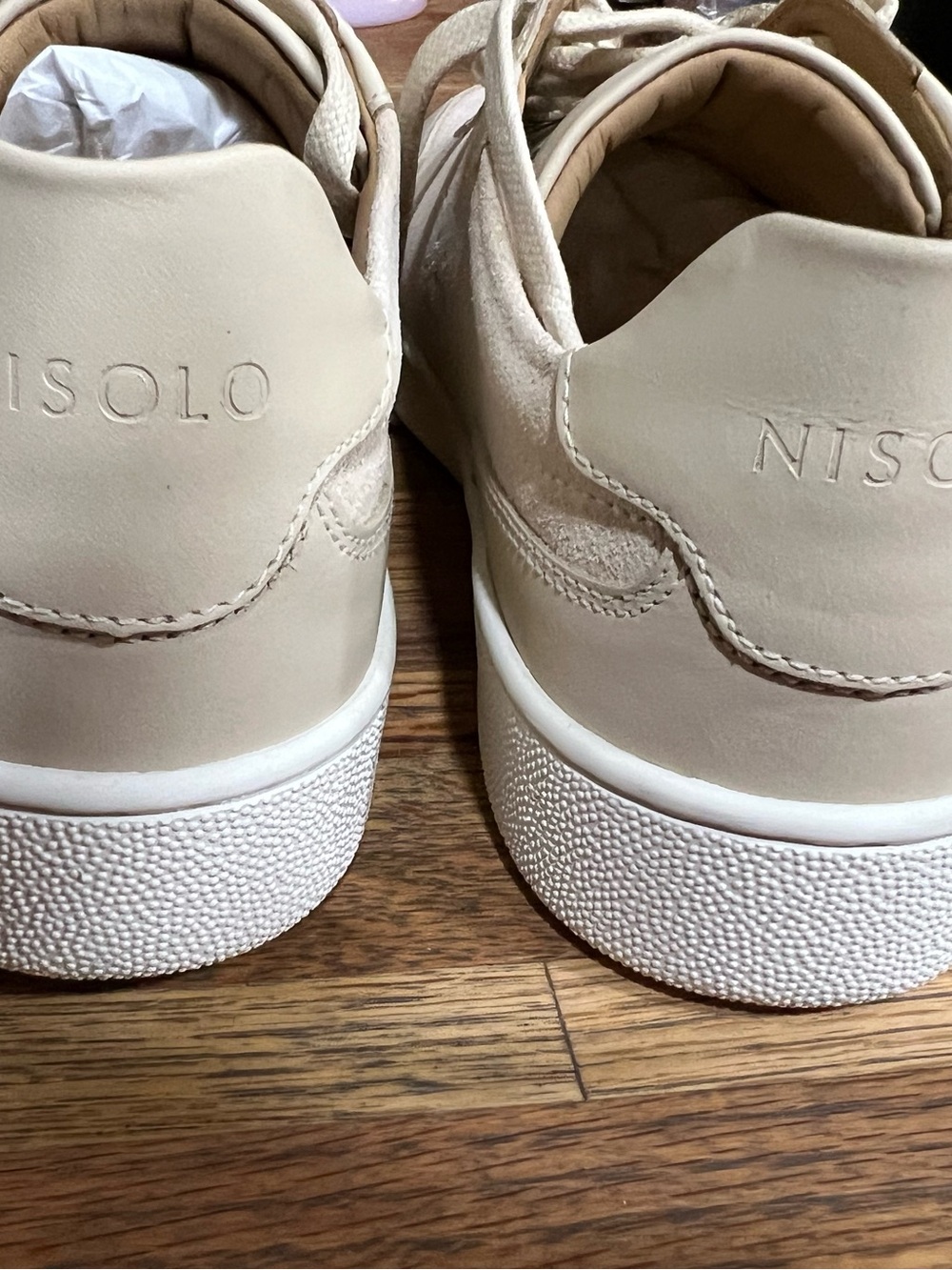 Nisolo Woman’s Beige Leather Lace-Up Women's Sneakers NWT SIZE 8 - Picture 5 of 8